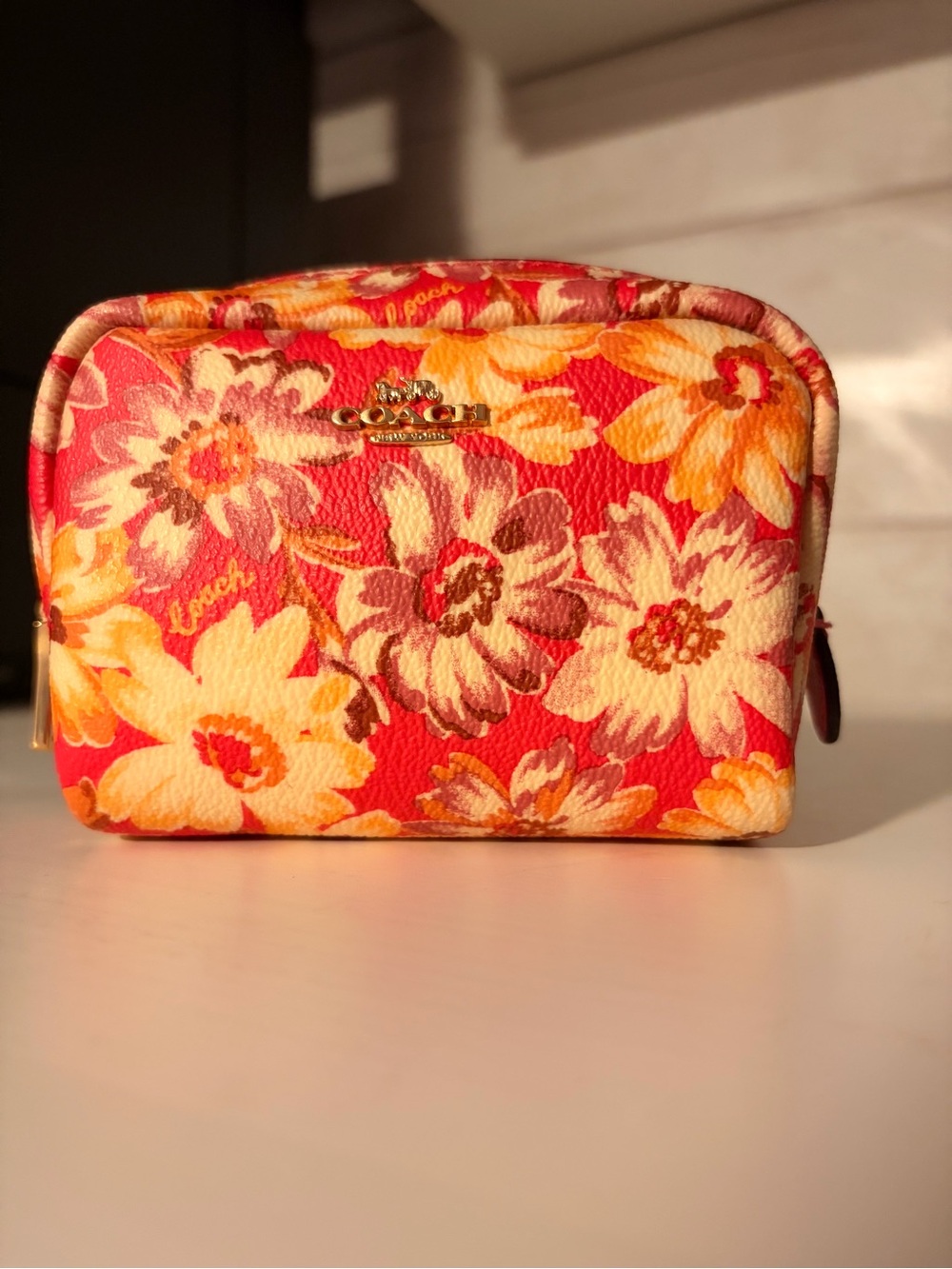 3589 Coach Mini Boxy Cosmetic Case in Vintage Daisy